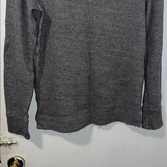 AMERICAN EAGLE OUTFITTERS Grey Quarter Button Rib Knit Cotton Pullover-L - Picture 6 of 8